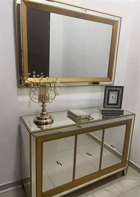 Golden Cabinet Table Mirror Glamz Deco