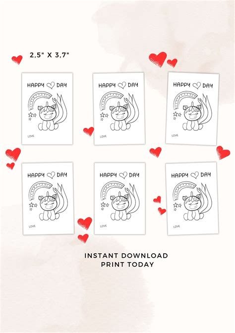 Valentine Coloring Cards Printable Valentine's Day Cards Kids ...