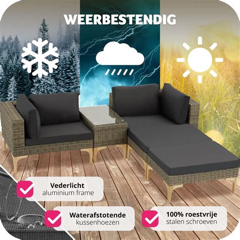 Tectake Wicker Loungeset Delige Tuinmeubelset Inclusief Kussens