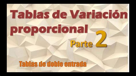 Tablas de variación proporcional parte 2 YouTube