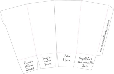 Caixa Pipoca Fazendo A Minha Festa Caixas De Pipoca Molde Caixa