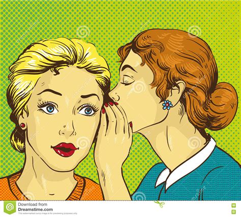 Pop Art Retro Comic Vector Illustration Woman Whispering Gossip Or