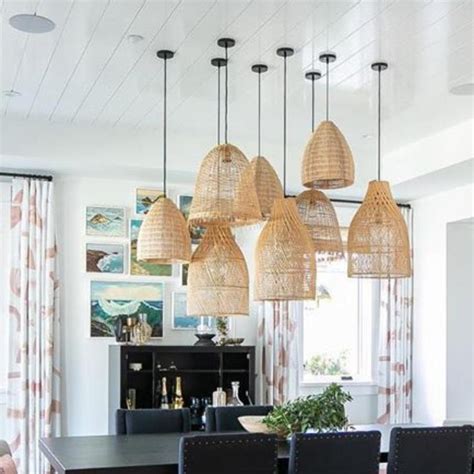 Staggered Southampton Rattan Chandelier Pendant Light Etsy Rattan