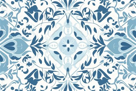 Un azulejo azul y blanco con un diseño floral Foto Premium