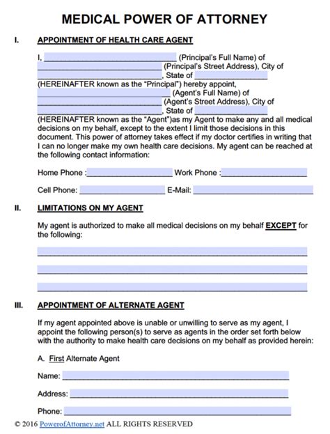 Medical Power Of Attorney Printable Form