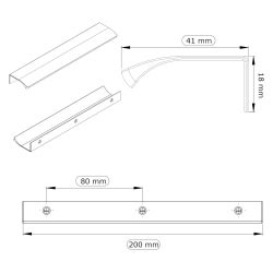 Furnipart Uchwyty meblowe Błyszczący anodowany Model EDGE STRAIGHT