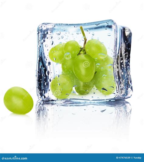 Grape In Ice Isolated On The White Background Stock Image Image Of