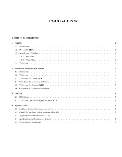 Pgcd Et Ppcm