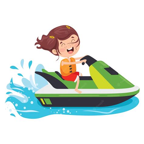 Premium Vector Funny Cartoon Character Riding Jet Ski