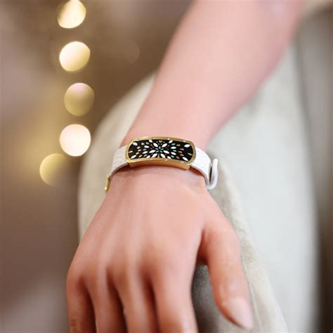 Bracelet Stella Mia En Acier Et Pvd Jaune Cuir Blanc Plaque