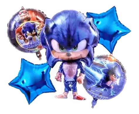 Globos Sonic Metalicos Cumplea Os Fiesta Bouquet Infantil Mercadolibre