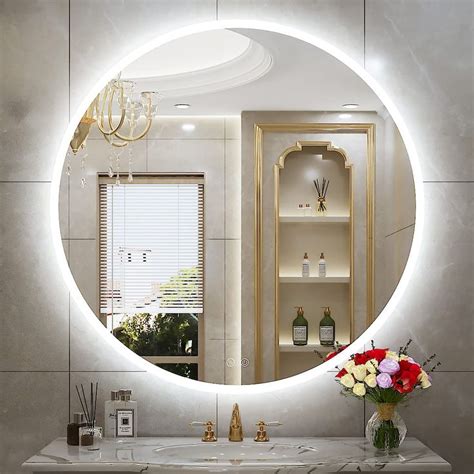 Ftoti Inch Round Led Mirror For Vanity Lighted Round Bathroom Mirror