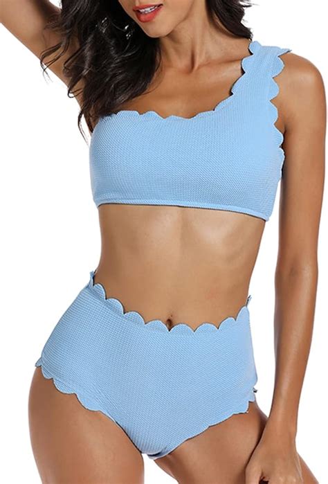 Amazon MOLYBELL Womens Two Piece High Waisted Bikini Set Off Shoulder Elastic Swimwear
