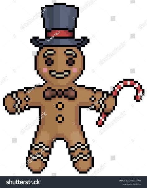 Pixel Art Christmas Gingerbread Man Christmas Stock Vector (Royalty ...