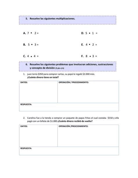 Evaluaci N Lenguaje Y Matem Tica Tercero Y Cuarto B Sico Profe Social