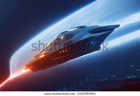 Spaceship 3dillustration Futuristic Vintage Art Wallpaper Stock ...