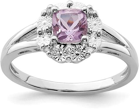 Solid 925 Sterling Silver Pink October Simulated Birthstone Diamond