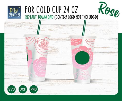 Rose Cup Svg Floral Cold Cup Rose Flower Full Wrap Venti Etsy