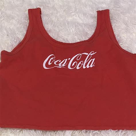 Coca Cola Women S White And Red Crop Top Depop