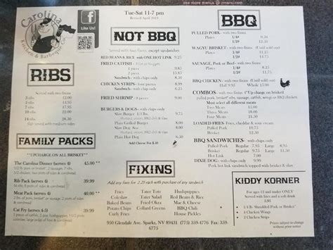 Online Menu Of Carolina Kitchen Barbeque Restaurant Sparks Nevada