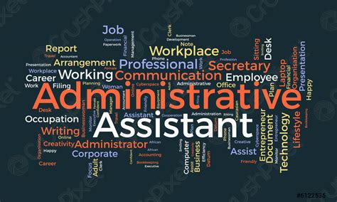 Word Cloud Background Concept For Administrative Assistant Business Presentation Career Stock