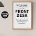 Front Desk Welcome Sign Printable Hotel Reception Wall Poster Funny