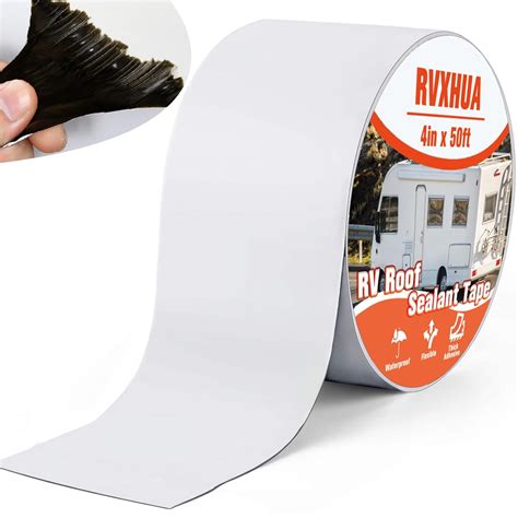 RVXHUA RV Roof Sealant Camper Roofing Tape | 4 Inch X 50 Foot, UV