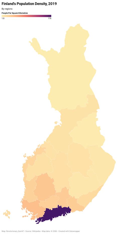 Finlands Population Density As Of 2019 Oc Rmapporn