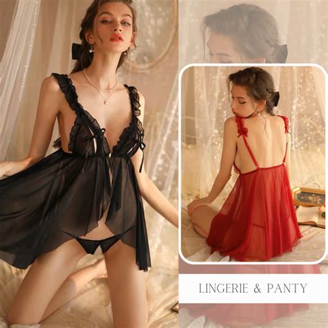 Rready Stock Dearie Lab Women Sexy Soft Delicate Ruched Babydoll Lingerie With Panty Lazada