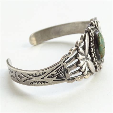 Fred Harvey Era Thunderbird Cuff Bracelet Green Turqu Gem