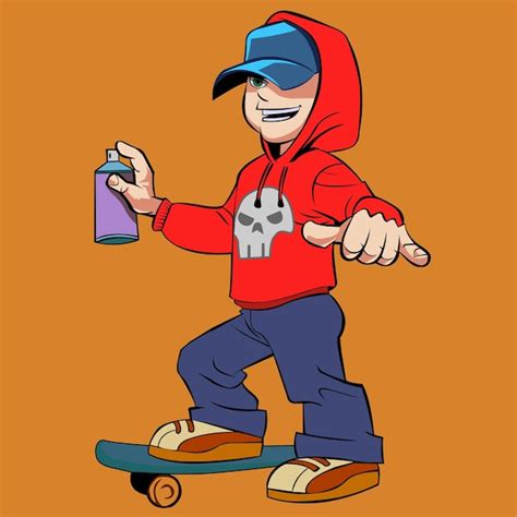 Premium Vector | Boy skateboarding drawing