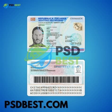 Italy Fake Id Card Fully Editable Psd Template V2 Psd Best