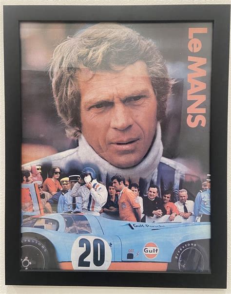 Le Mans Steve Mcqueen Gulf Oil Promotion Poster Framed Mar 12 2023