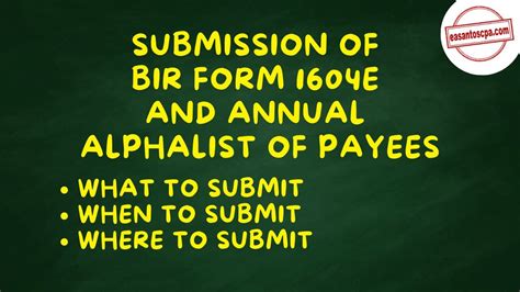 Submission of BIR Form 1604E and Annual Alphalist of Payees 𝗣𝗧𝗔𝗕𝗖𝗣