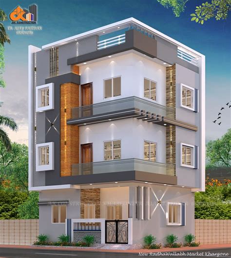 3 Floor Corner Elevation Small House Design Exterior