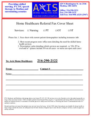 Fillable Online Home Healthcare Referral Fax Cover Sheet Fax Email