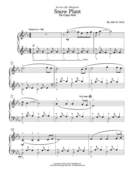 John S Hord Snow Plant Sheet Music Notes Chords Score Download Printable Pdf Score