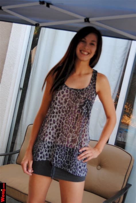 Pretty Brunette Babe Posing In A See Through Leopard Print Shirt 15 Photos