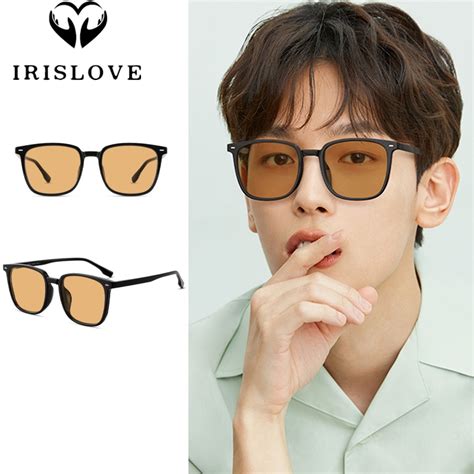 Irislove Trendy Brown Lens Black Square Frame Sunglasses For Men Women Cool Uv400 Protection