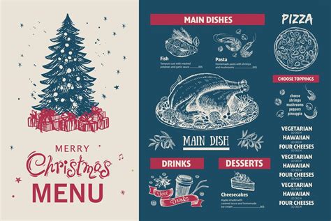 Christmas Menu Template Hand Drawn Illustration Vector Art