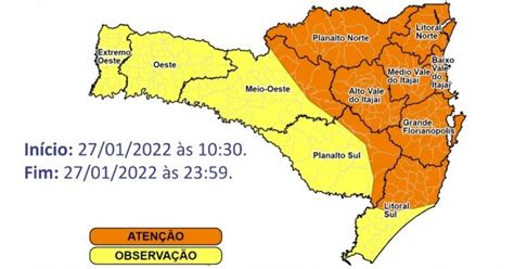 Defesa Civil De Sc Emite Alerta De Temporais E Chuva Intensa Para