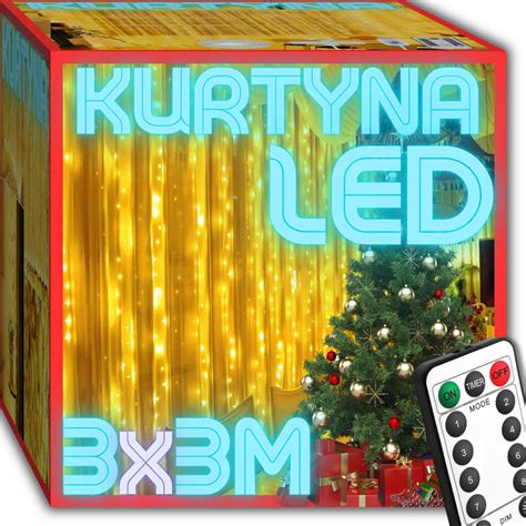 KURTYNA ŚWIETLNA LED 3x3 Lampki x 300 Świąteczne Choinkowe Girlanda Na