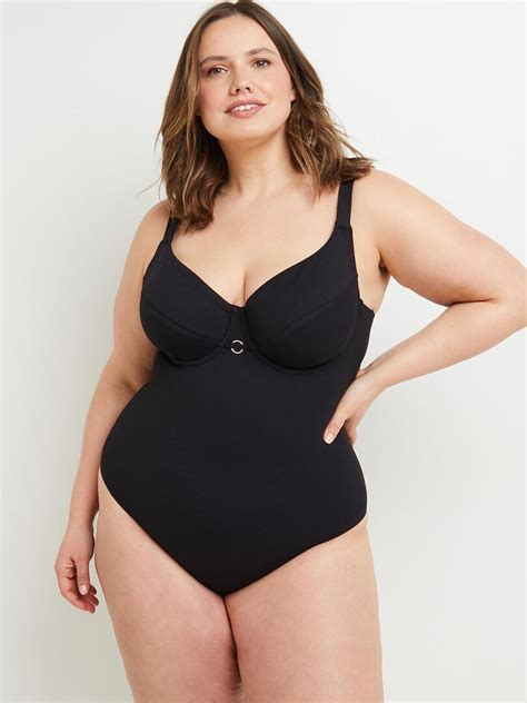 Maillot 1 Piece Grands Bonnets Malou RougeGorge Lingerie Noir Kiabi 55 90