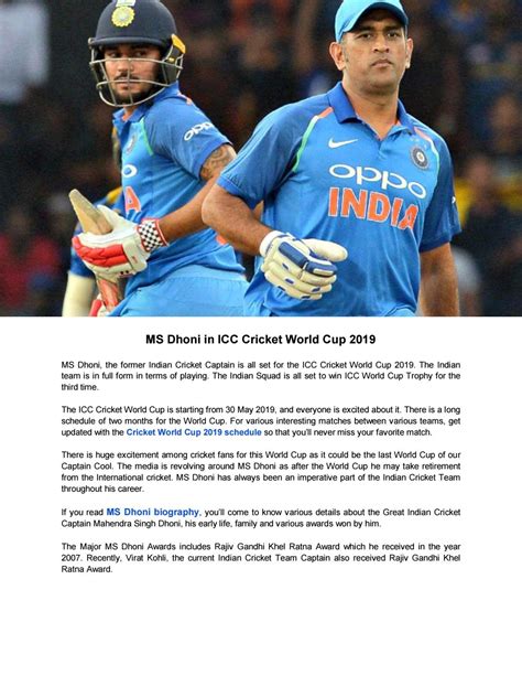 MS Dhoni in ICC Cricket World Cup 2019 by cricadium - Issuu