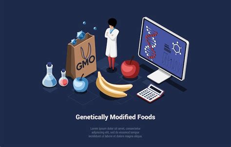 Premium Vector Genetically Modified Foods Concept Laboratory