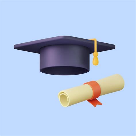 Chapeau de graduation et dessin animé de diplôme Vecteur Premium