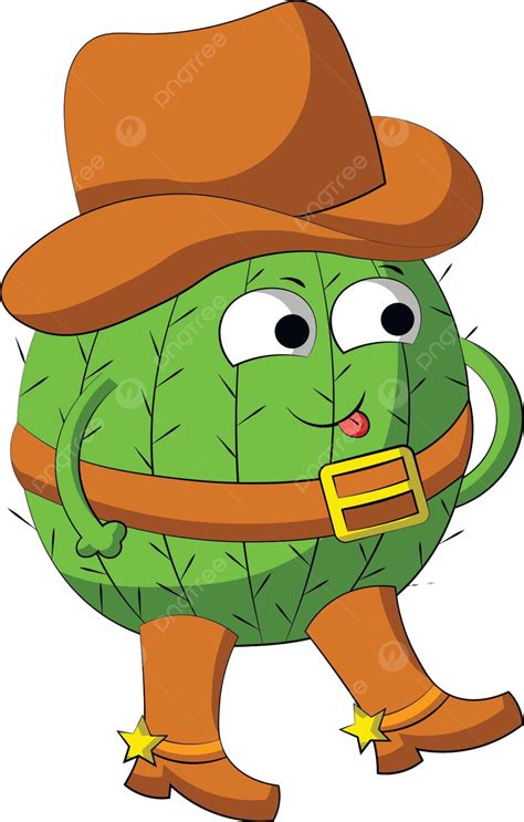 Colorful Illustration Of A Charming Cactus Cowboy Cartoon Character