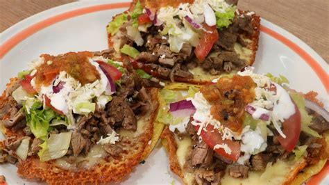 TOSTADAS DE CARNE ASADA CON QUESO YouTube