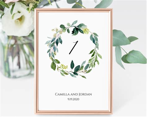 Table Number Cards Wedding Table Numbers Printable Table Etsy