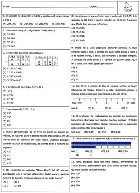 Prova De Matematica 6 Ano 1 Bimestre Gabarito FDPLEARN